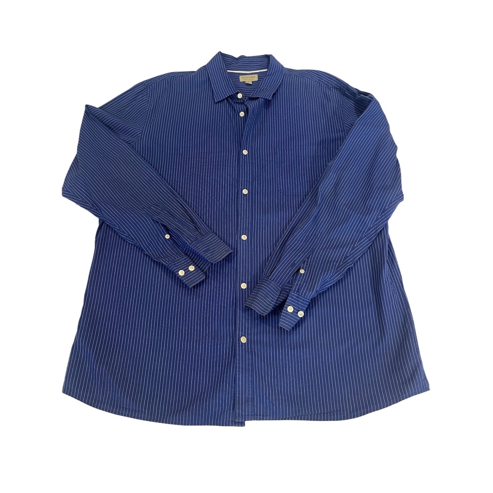 Sonoma Men's Blue White Striped Poplin Button-Up Shirt XL Long Sleeve Casual